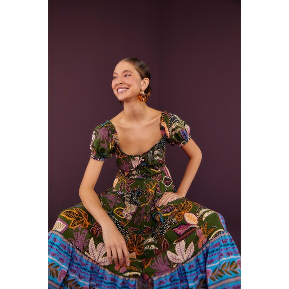 FARM Rio Dresses & Skirts - Farm Rio Green Wild Jungle Corset Maxi Dress
